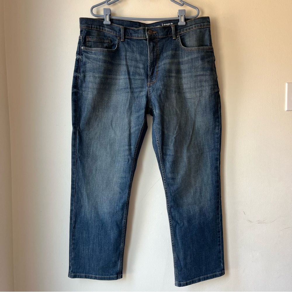 George Men’s Straight Fit Blue Denim Jeans Size 42x30 Classic Everyday Casual
